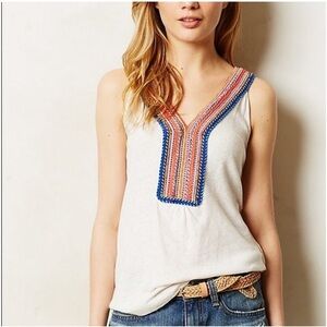 Anthropologie Akemi + Kin Embroidered Tank Top